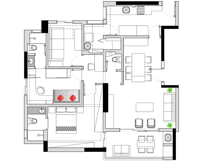 Fotografia 8 do projeto Projeto Residencial Apartamento Médio para Família 97m²